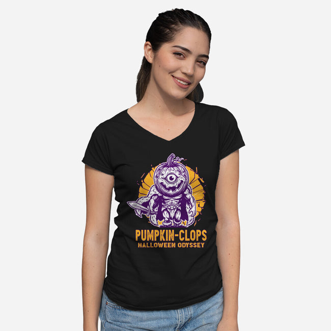 Halloween Odyssey-Womens-V-Neck-Tee-palmstreet
