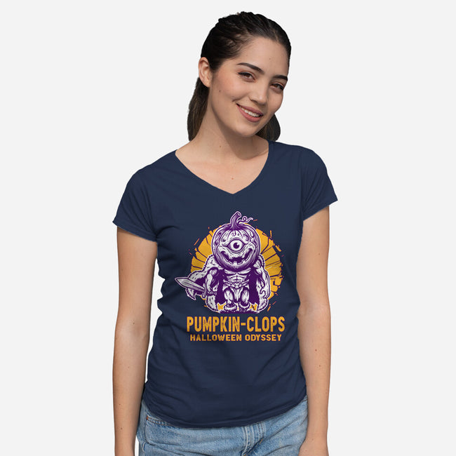 Halloween Odyssey-Womens-V-Neck-Tee-palmstreet