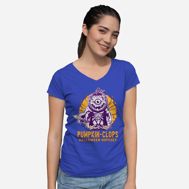 Halloween Odyssey-Womens-V-Neck-Tee-palmstreet