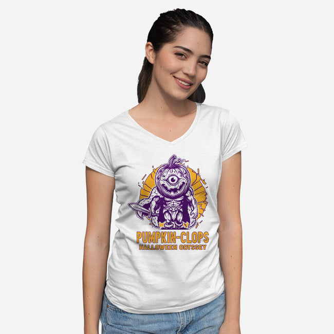 Halloween Odyssey-Womens-V-Neck-Tee-palmstreet