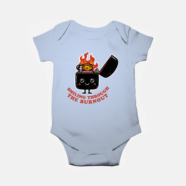 Smiling Through The Burnout-Baby-Basic-Onesie-bykai