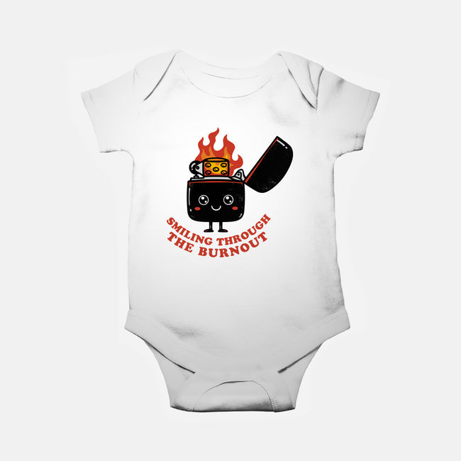 Smiling Through The Burnout-Baby-Basic-Onesie-bykai