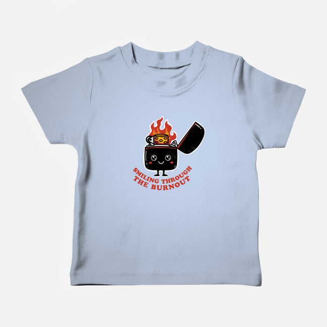 Smiling Through The Burnout-Baby-Basic-Tee-bykai