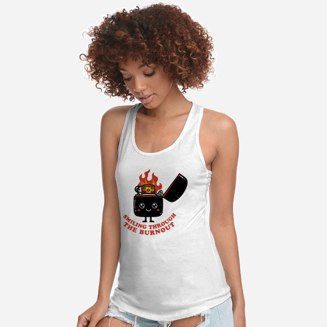 Smiling Through The Burnout-Womens-Racerback-Tank-bykai
