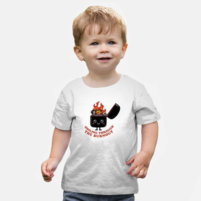 Smiling Through The Burnout-Baby-Basic-Tee-bykai