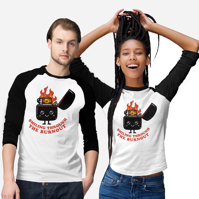 Smiling Through The Burnout-Unisex-Baseball-Tee-bykai