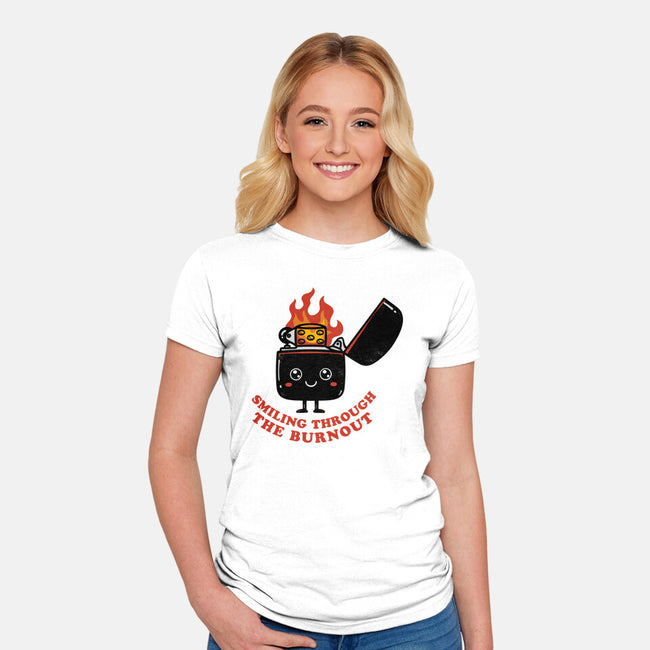 Smiling Through The Burnout-Womens-Fitted-Tee-bykai
