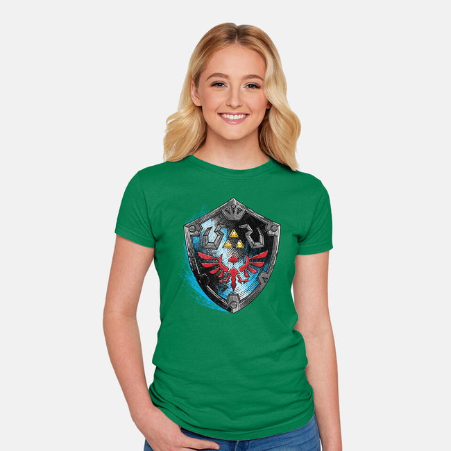 Wild Adventure-Womens-Fitted-Tee-rocketman_art