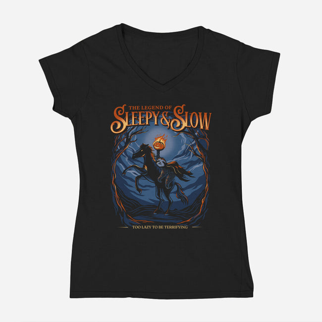 The Legend Of Sleepy And Slow-Womens-V-Neck-Tee-Danhood
