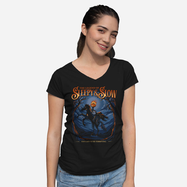 The Legend Of Sleepy And Slow-Womens-V-Neck-Tee-Danhood