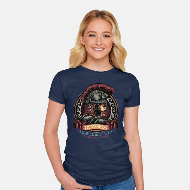Odysseus Travel And Tours-Womens-Fitted-Tee-glitchygorilla