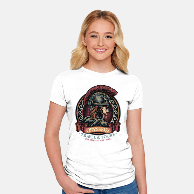 Odysseus Travel And Tours-Womens-Fitted-Tee-glitchygorilla