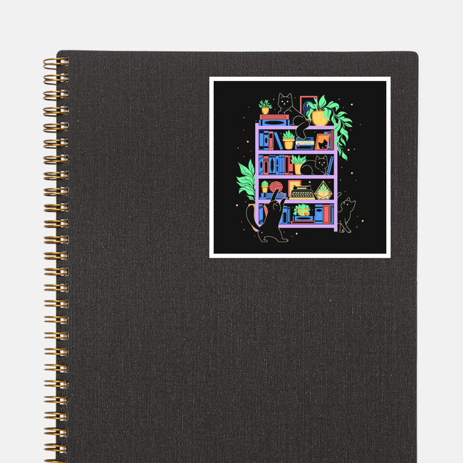 Rainbow Bookshelf Cats-None-Glossy-Sticker-tobefonseca