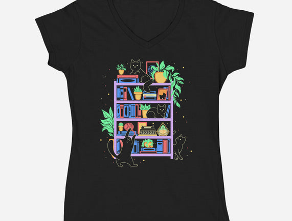 Rainbow Bookshelf Cats