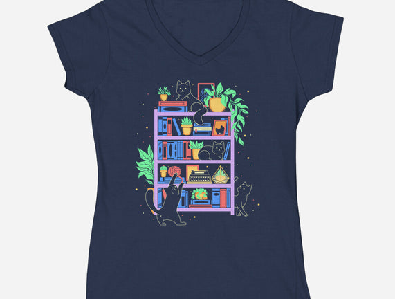 Rainbow Bookshelf Cats