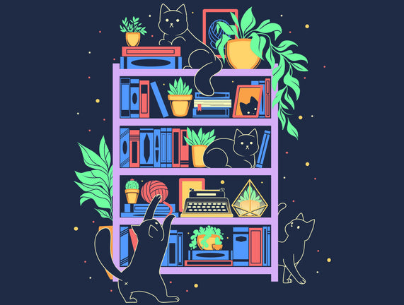 Rainbow Bookshelf Cats