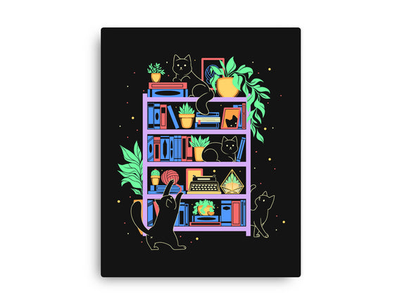 Rainbow Bookshelf Cats