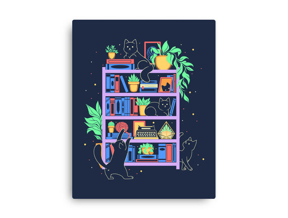 Rainbow Bookshelf Cats