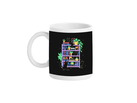 Rainbow Bookshelf Cats