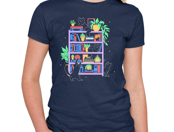 Rainbow Bookshelf Cats