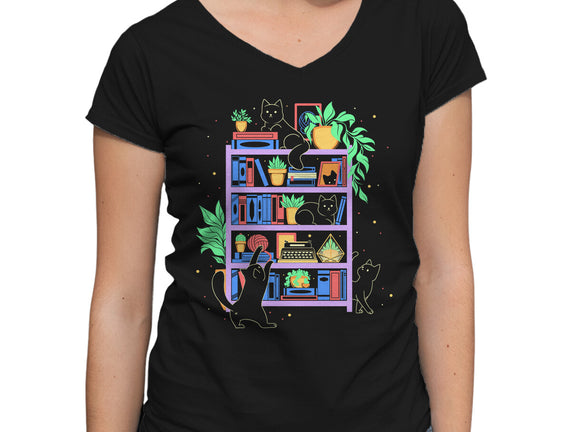 Rainbow Bookshelf Cats