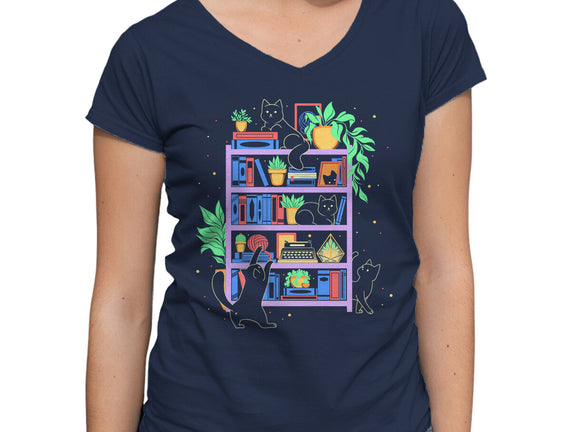 Rainbow Bookshelf Cats