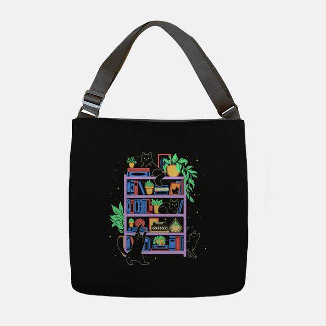 Rainbow Bookshelf Cats-None-Adjustable Tote-Bag-tobefonseca