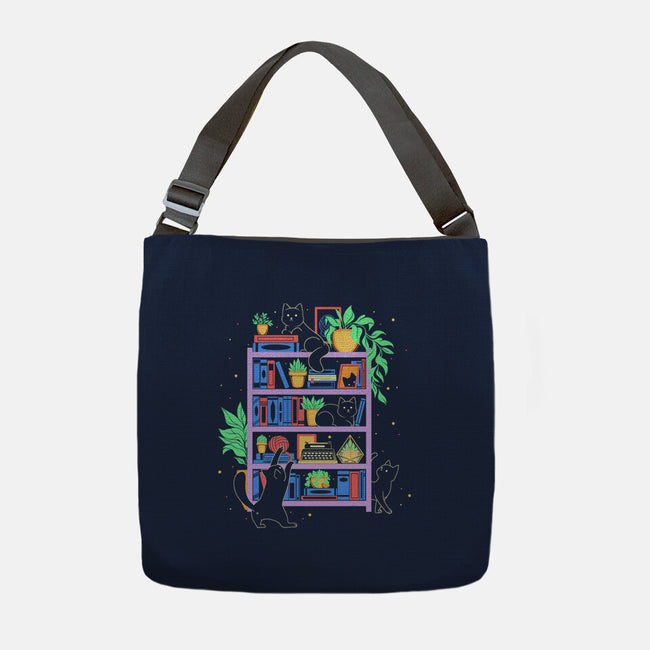 Rainbow Bookshelf Cats-None-Adjustable Tote-Bag-tobefonseca