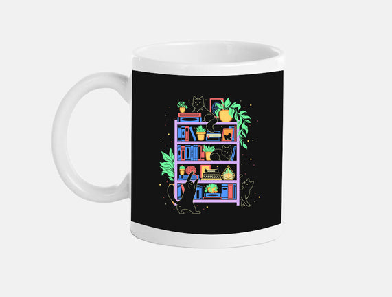 Rainbow Bookshelf Cats
