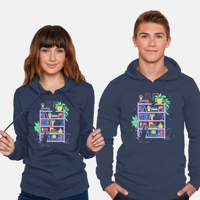 Rainbow Bookshelf Cats-Unisex-Pullover-Sweatshirt-tobefonseca