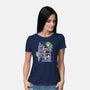 Rainbow Bookshelf Cats-Womens-Basic-Tee-tobefonseca