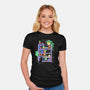 Rainbow Bookshelf Cats-Womens-Fitted-Tee-tobefonseca