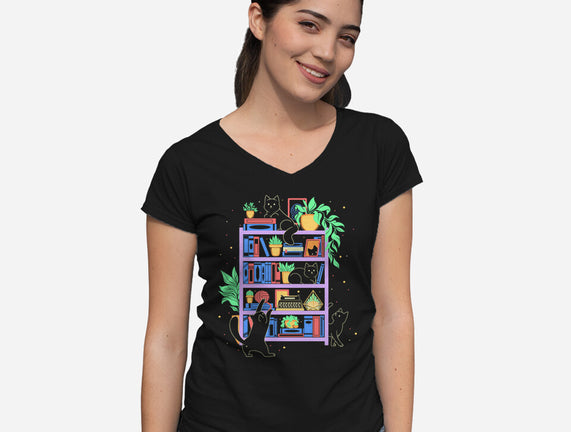 Rainbow Bookshelf Cats