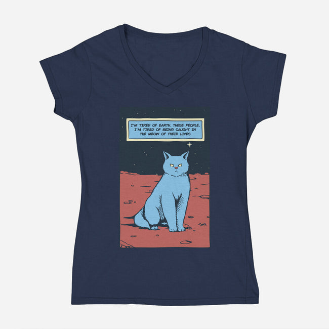 I'm Tired Of Earth-Womens-V-Neck-Tee-tobefonseca