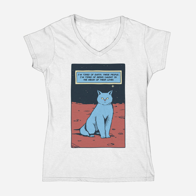 I'm Tired Of Earth-Womens-V-Neck-Tee-tobefonseca