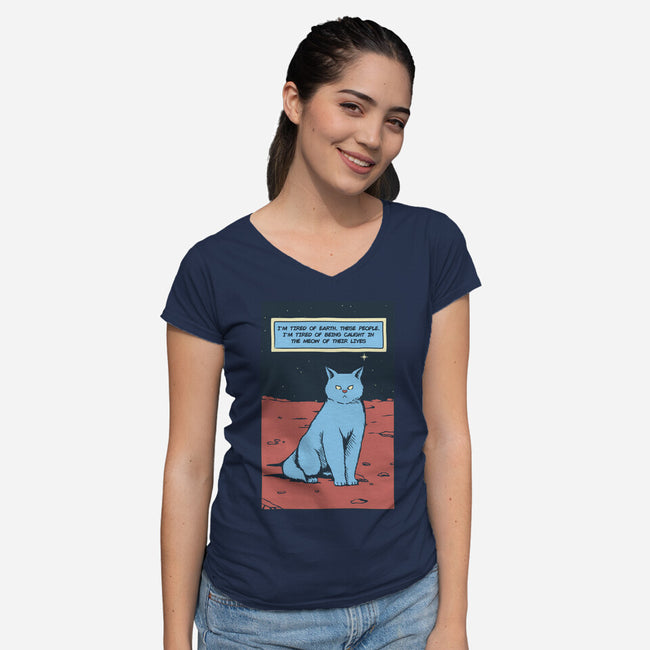 I'm Tired Of Earth-Womens-V-Neck-Tee-tobefonseca