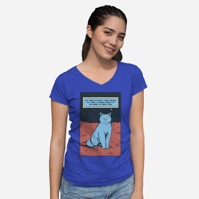 I'm Tired Of Earth-Womens-V-Neck-Tee-tobefonseca
