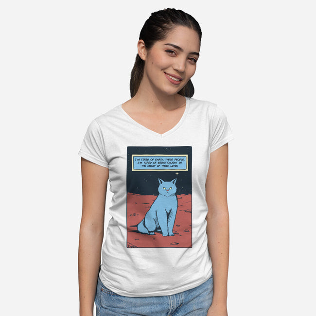 I'm Tired Of Earth-Womens-V-Neck-Tee-tobefonseca