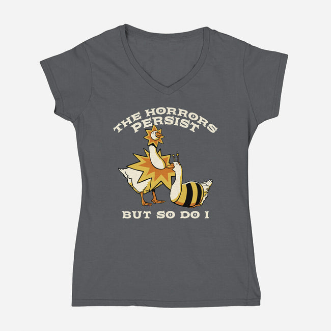 The Horrors Persist But So Do I-Womens-V-Neck-Tee-tobefonseca