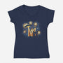 Alien Invasion Cat Scream-Womens-V-Neck-Tee-tobefonseca
