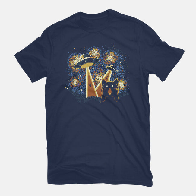Alien Invasion Cat Scream-Mens-Basic-Tee-tobefonseca