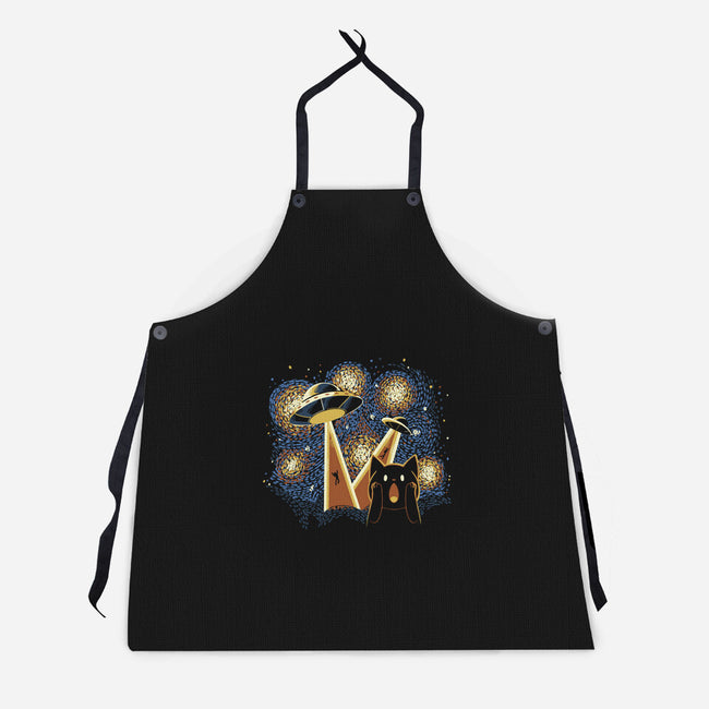Alien Invasion Cat Scream-Unisex-Kitchen-Apron-tobefonseca