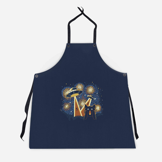 Alien Invasion Cat Scream-Unisex-Kitchen-Apron-tobefonseca