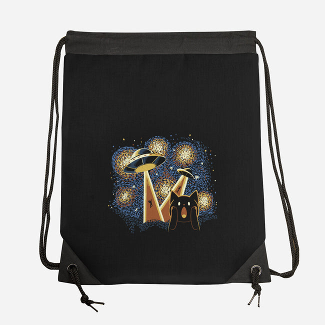 Alien Invasion Cat Scream-None-Drawstring-Bag-tobefonseca