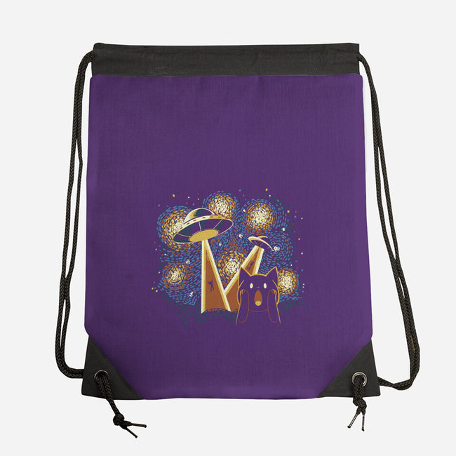Alien Invasion Cat Scream-None-Drawstring-Bag-tobefonseca