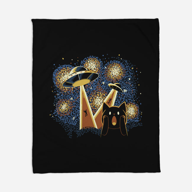 Alien Invasion Cat Scream-None-Fleece-Blanket-tobefonseca