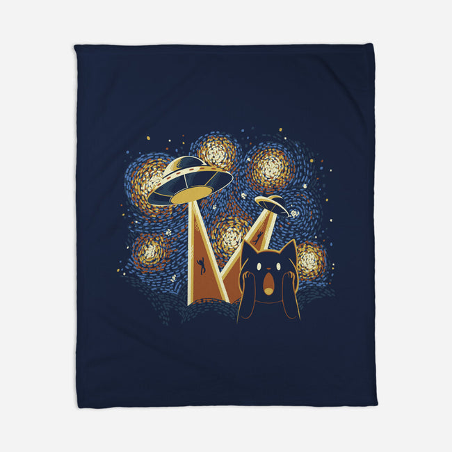 Alien Invasion Cat Scream-None-Fleece-Blanket-tobefonseca