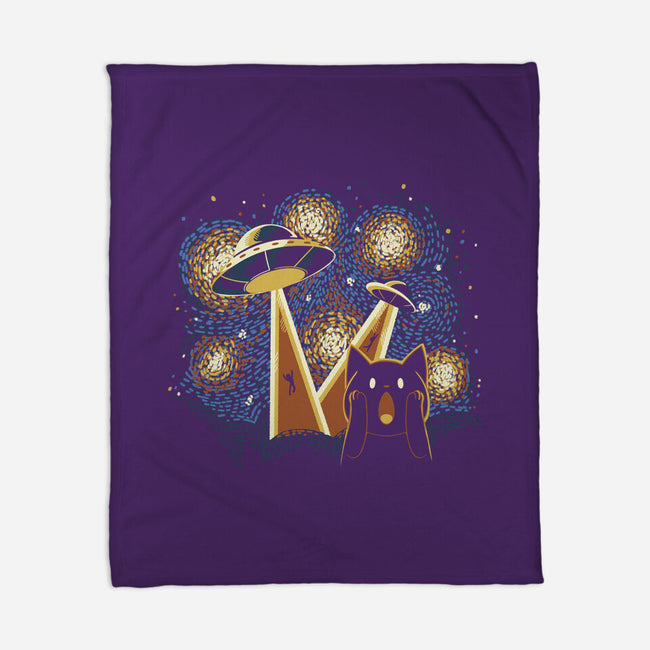Alien Invasion Cat Scream-None-Fleece-Blanket-tobefonseca