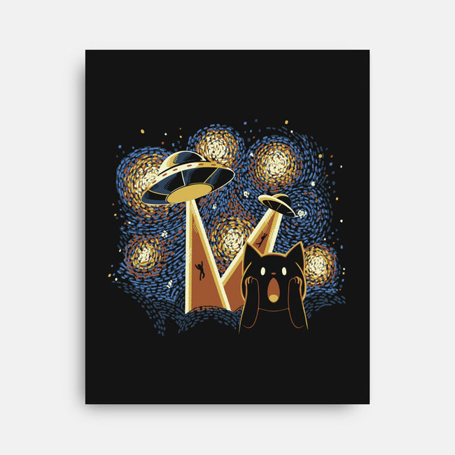 Alien Invasion Cat Scream-None-Stretched-Canvas-tobefonseca