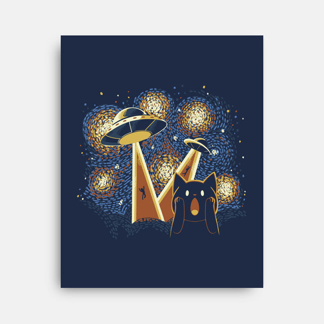 Alien Invasion Cat Scream-None-Stretched-Canvas-tobefonseca